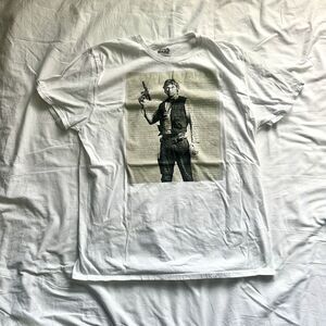 Star Wars Han Solo T Shirt Mens XL Graphic Blaster Movie Character Tee White